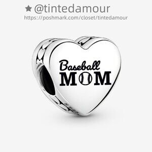 Pandora Engravable Baseball Mom Heart Charm